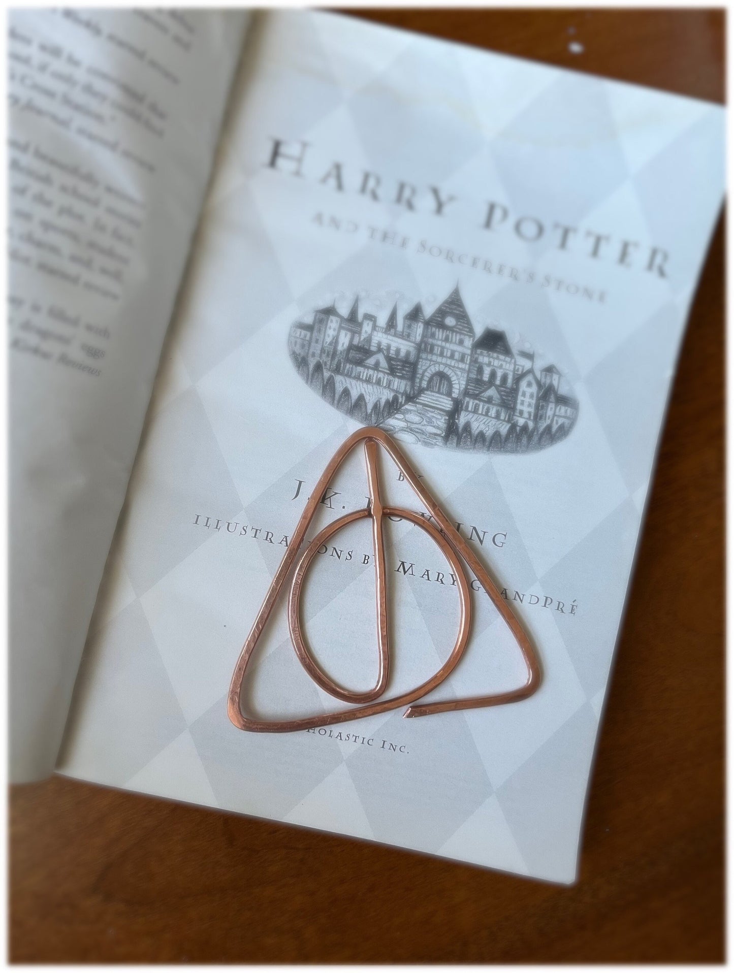 Harry Potter Deathly Hallows Bookmark | Handmade Copper Wire Line Art | Book Jewelry | Reading Accessories | Notebook Journal Stationary