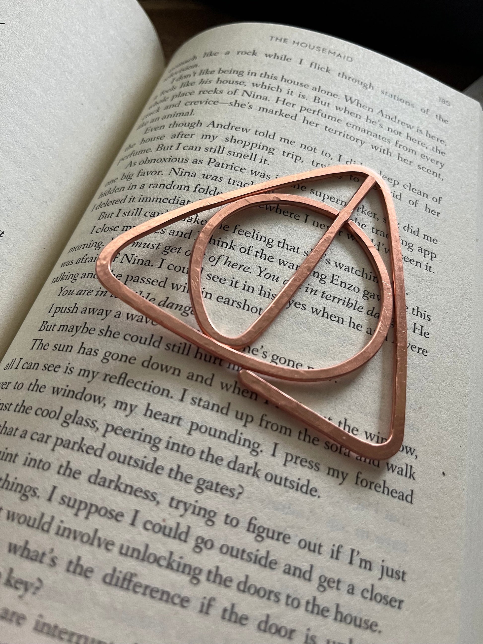 Harry Potter Deathly Hallows Bookmark | Handmade Copper Wire Line Art | Book Jewelry | Reading Accessories | Notebook Journal Stationary