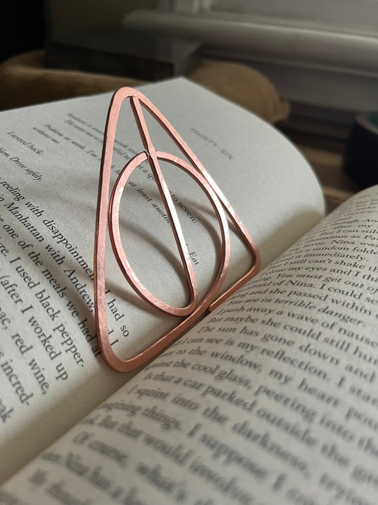 Harry Potter Deathly Hallows Bookmark | Handmade Copper Wire Line Art | Book Jewelry | Reading Accessories | Notebook Journal Stationary